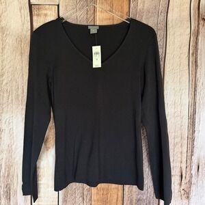 Ann Taylor V Neck Knit Sweater Classic Workwear Black Capsule Size Medium NWT